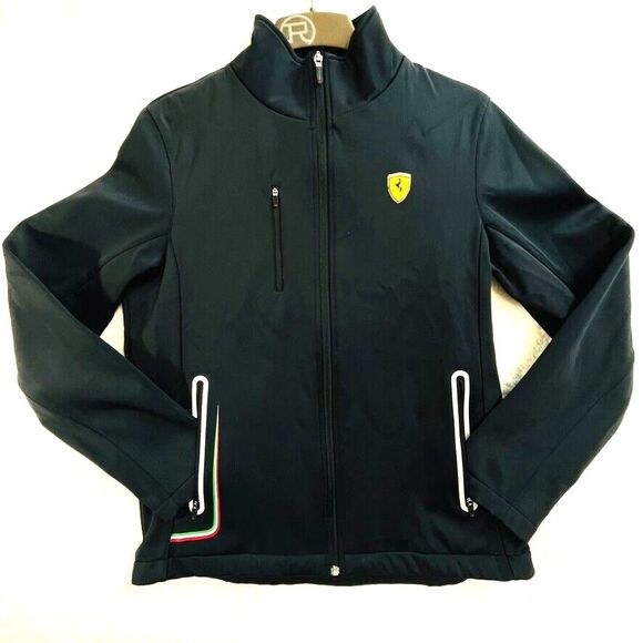 Ferrari Scuderia Softshell Jacket Mens L Black Italian Racing Team Shield Logo